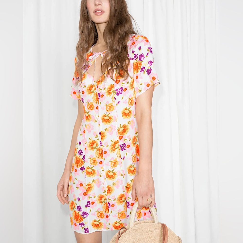 💐& other stories Cut Out Floral Mini Dress US 10 button down M/L Los Angeles